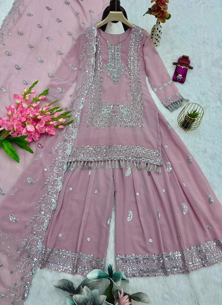 Ssc 684 Heavy Faux Georgette Embroidery Work Readymade Suits Exporters In India